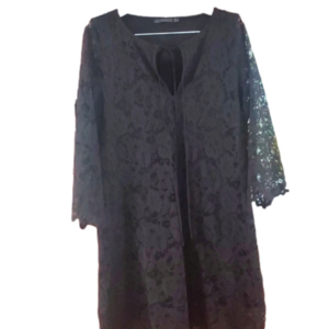 ZARA TRAFALUC LACE Shift  DRESS‎ Loose Fitting Black Size Large